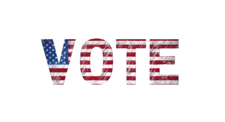 Presidential Election 2024 in United States. Vote day, November 5. US Election campaign - Make your choice. United States flag. Transparent background or PNG file.