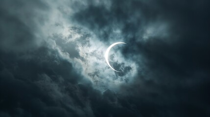 Partial Solar Eclipse in a Cloudy Sky