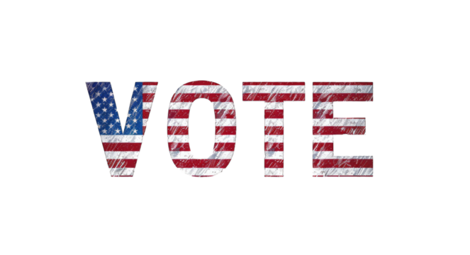 Presidential Election 2024 in United States. Vote day, November 5. US Election campaign - Make your choice. United States flag. Transparent background or PNG file.