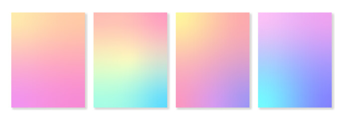 Obraz premium Set of 4 colorful gradient backgrounds with soft transitions. For brochures, booklets, catalogues, posters, branding, social media and other projects. Vector, for web and print.