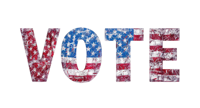 Presidential Election 2024 in United States. Vote day, November 5. US Election campaign - Make your choice. United States flag. Transparent background or PNG file. - Powered by Adobe
