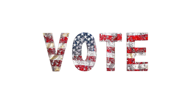 Presidential Election 2024 in United States. Vote day, November 5. US Election campaign - Make your choice. United States flag. Transparent background or PNG file.