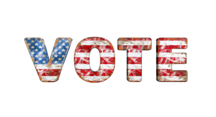 Presidential Election 2024 in United States. Vote day, November 5. US Election campaign - Make your choice. United States flag. Transparent background or PNG file.
