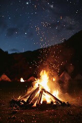 Milky way over fiery sky with dramatic monochrome long exposure capturing realistic details