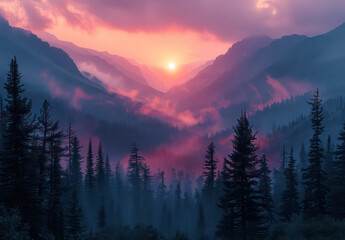 Fototapeta premium sunrise in the mountains