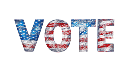 Presidential Election 2024 in United States. Vote day, November 5. US Election campaign - Make your choice. United States flag. Transparent background or PNG file.