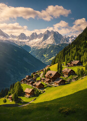 alpine landscape Huts