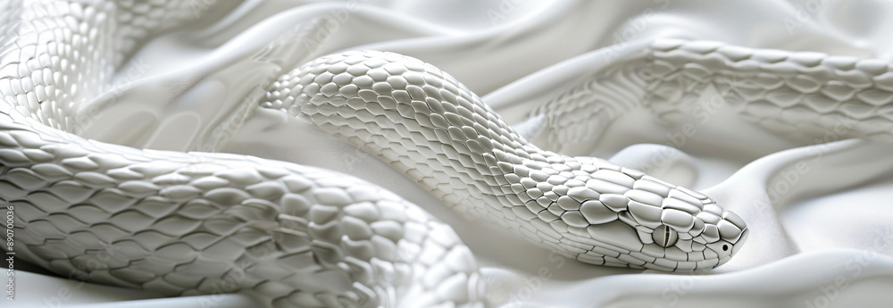 Poster white snake skin pattern texture background, white color tone. background of textured rough reptile 