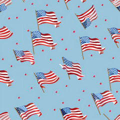 Beautifully designed sticker sheet showcasing simple and scattered American flag drawings, adding a patriotic and festive element to your decorations