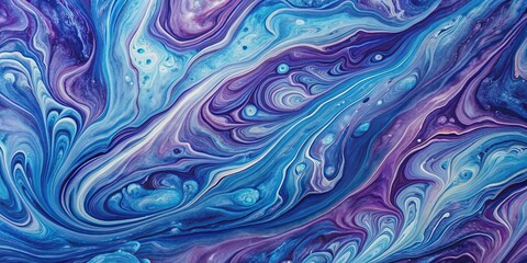 Obraz premium Abstract Fluid Art - Blue and Purple Swirls, Liquid Acrylic Painting, Marbling Effect, Color Swirls, Liquid Art, Acrylic Painting, Abstract Art