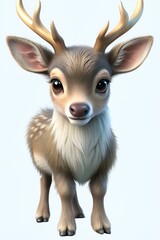 wapiti in 3d cartoon style isolated on white background