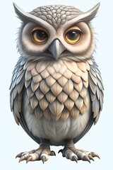 Obraz premium owl in 3d cartoon style isolated on white background