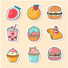 Minimal Food Sticker Sheet – Adorable Icon Set for Journals & More