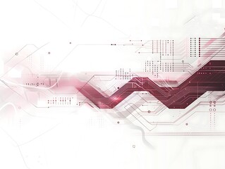 Elegant Minimalist Tech Background in White and Maroon with Digital Waveforms, Ideal for High-Tech Communication and Innovation Themes