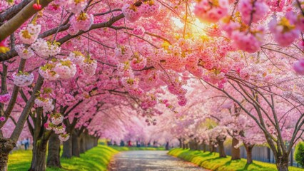 Cherry Blossom Tunnel, Spring, Pink Flowers, Sakura, Japan