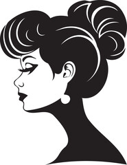 Young girl face icon cameo hair style 