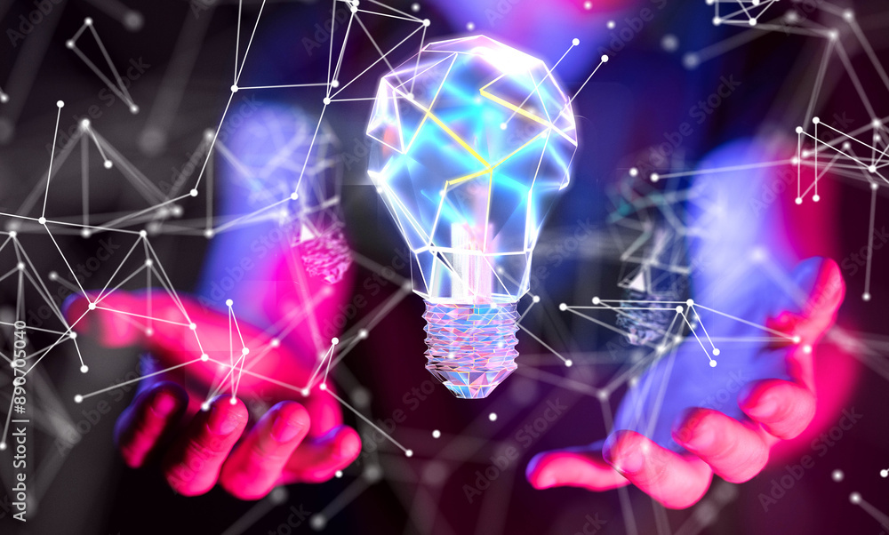 Aufkleber neural network 3d illustration. big data and cybersecurity