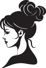 Young girl face icon cameo hair style 