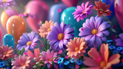 flowers and balloons