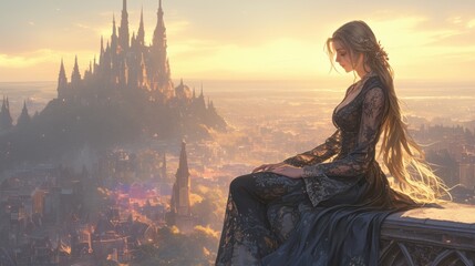 medieval  woman at the castle