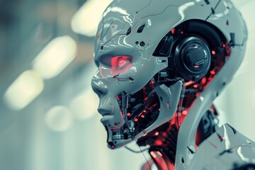 Fototapeta premium Futuristic cybernetic implants enhancing human capabilities for a transhumanism concept