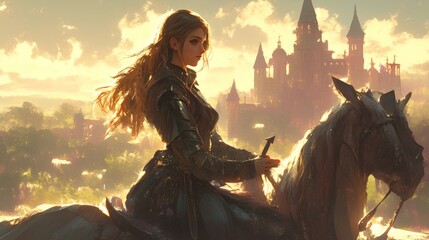 medieval woman on horseback