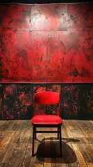 Vintage Red Chair in Art Gallery