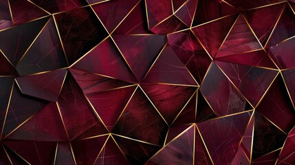 Elegant geometric prisms in rich crimson and deep burgundy, with subtle gold outlines adding depth and dimension