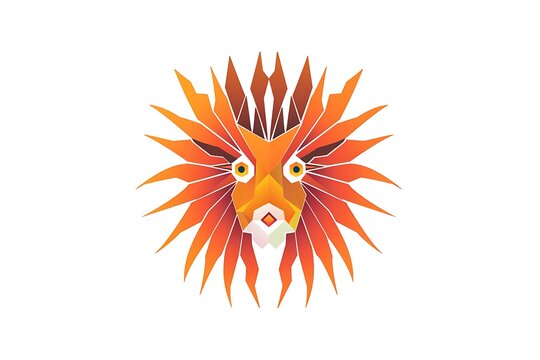 recommend clip art: Create an abstract lionfish face logo employing minimalist geometric shapes and sharp lines isolated on a white backdrop.
