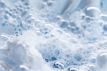 Close-Up of Detergent Bubbles on Fabric Highlighting Deep Cleaning Action