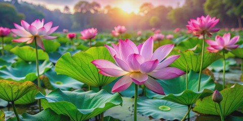 Pink Lotus Bloom in Sunlight, Photography , Nature , Water Lily , Flower