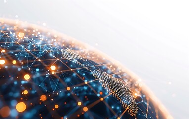 Minimalist Abstract Tech: Navigating Global Communication and Data Analysis on White Background, Cyber Innovation Theme