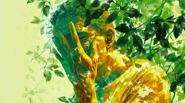 An illustration of someone experiencing a rash after touching poison ivy