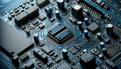 An intricate microchip with the Botswana flag embedded, representing the innovation and technological advancements of the Botswana in the field of electronics and microtechnology