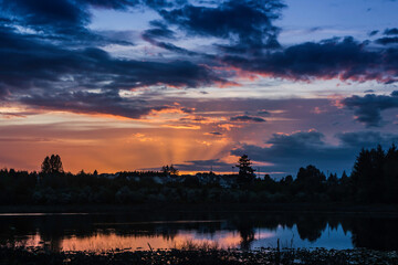 Clark lake pink blue sunset reflection