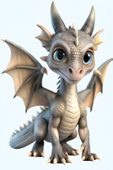 Fototapeta premium Dragon in 3d cartoon style isolated on white background