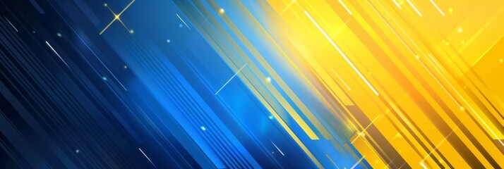 Vivid abstract background with yellow and blue diagonal lines and light effects, perfect for digital designs.