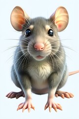 rat in 3d cartoon style isolated on white background