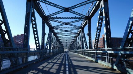 Steel bridge with modern architectural elements