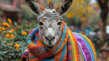 Obraz premium Colorful Mexican Donkey Adorned with Traditional Decorations