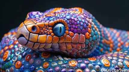 Obraz premium Colorful Snake Alebrijes in Traditional Mexican Folk Art Style
