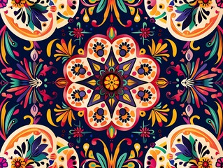 A detailed pattern celebrating Hispanic heritage month with bold colors