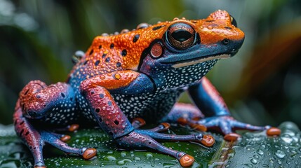 Vibrant Poison Dart Frog in Lush Rainforest Habitat