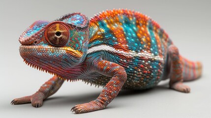 Naklejka premium Panther Chameleon Furcifer Pardalis on Plain Background