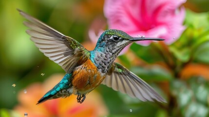 Fototapeta premium Fight for Territory: Santa Marta Woodstar Hummingbirds in Colombian Jungle Habitat