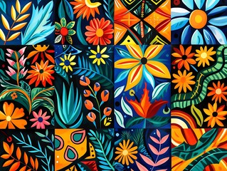 A vibrant design with bold Hispanic cultural motifs