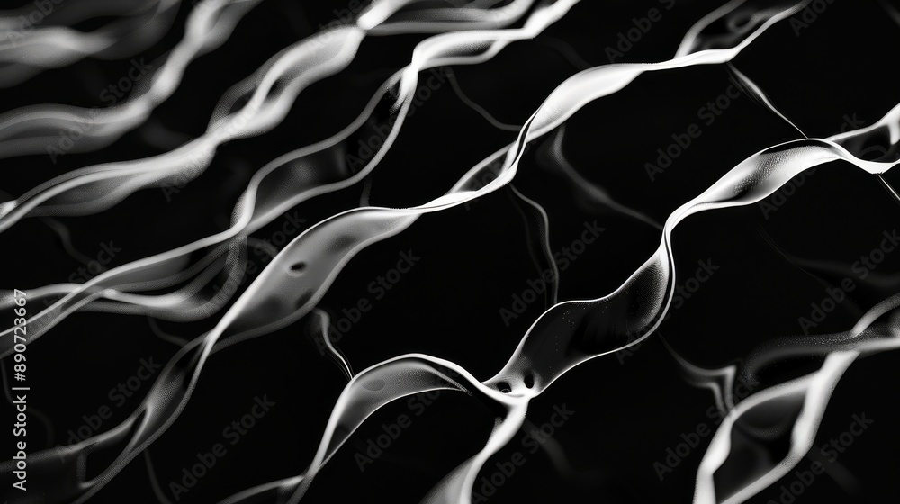 Poster captivating visual rhythm is achieved in abstract art through black and white wave patterns with an 