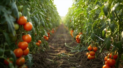 Tomato Plants in a Greenhouse