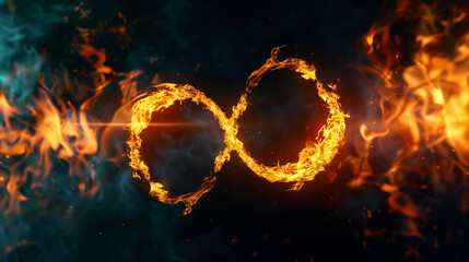 Fototapeta premium infinity sign made of fire on a black background