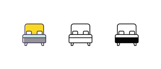 Bed Icons thin line and glyph vector icon stock illustration